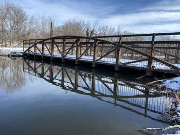 Bridge over river against sky