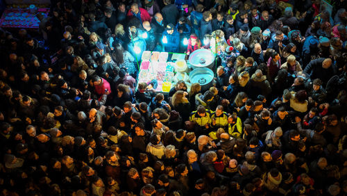 High angle view of crowd at music concert