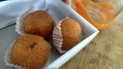 Close-up of served food in plate