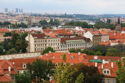 High angle view of townscape against sky