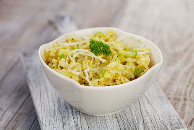 Close-up of food in bowl on table