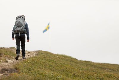 Low angle view of hiker