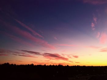 Silhouette landscape against dramatic sky during sunset