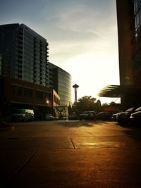 City street at sunset