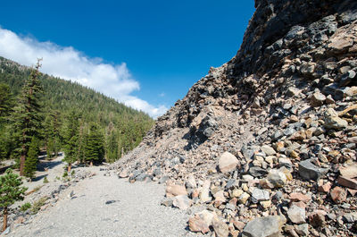 Low angle view of rocks against sky