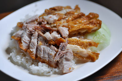 High angle view of meal served in plate