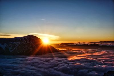 Scenic view of cloudscape against sky during sunset