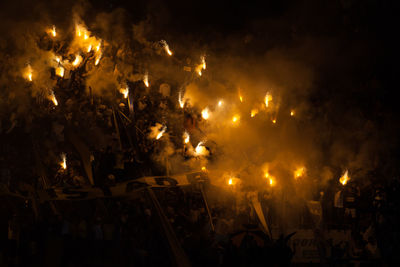 Firework display at night