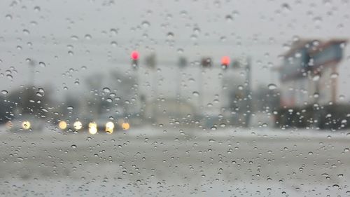 Close-up of water drops on glass