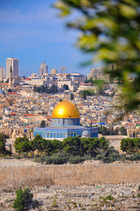 View of the old city of jerusalem from the mount of olives, jerusalem, israel