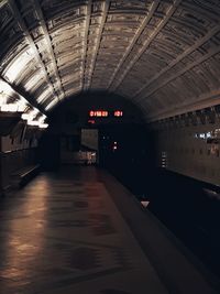 Interior of illuminated subway station