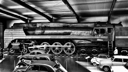 View of bicycles parked in garage