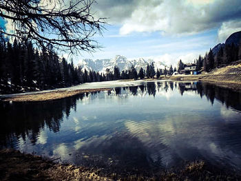 Scenic view of lake against sky