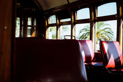 Interior of empty cable car