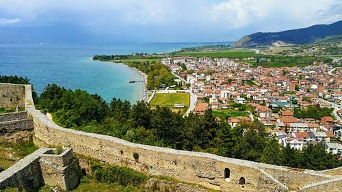 Scenic view of sea against cloudy sky