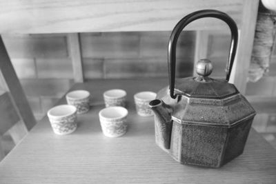 Close-up of tea cup on table