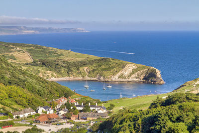 High angle view of sea against sky