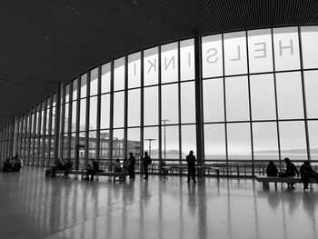 Silhouette people in airport building