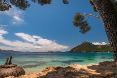 Scenic view of sea against blue sky