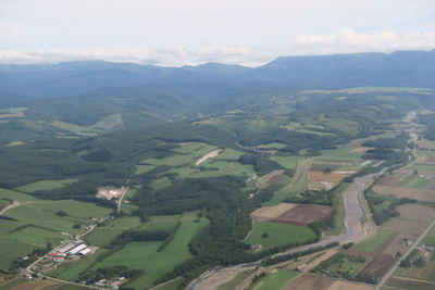 Aerial view of agricultural landscape