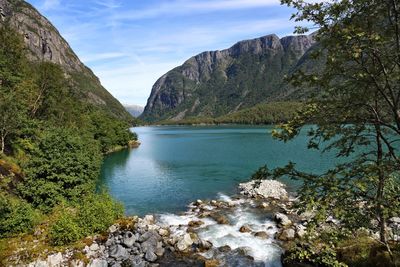 Scenic view of lake against mountains