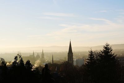 View of city at sunset