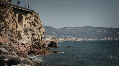 Rock cliff and sea from liguria