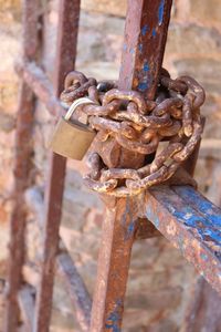 Close-up of rusty chain