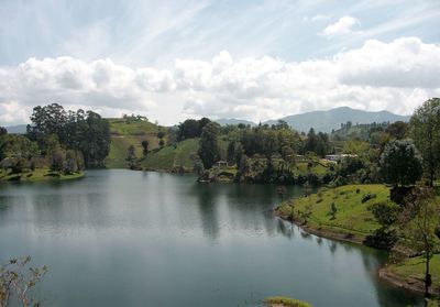 Scenic view of lake against sky