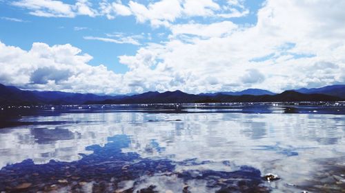 Scenic view of lake against sky