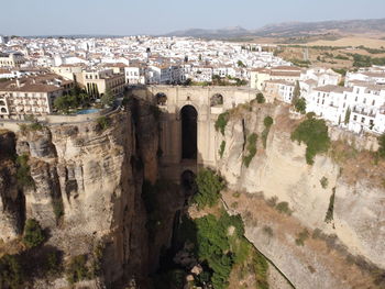 Aerial view of old town in city