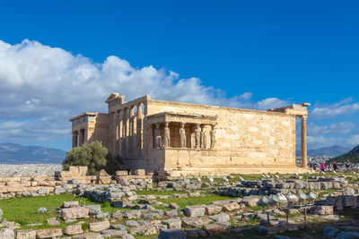 The loggia of the caryatids in erechtheum, a temple dedicated to the goddess athena, athens, greece