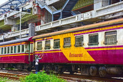 Train at railroad station platform