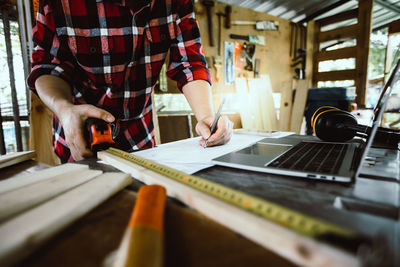 Man working on table