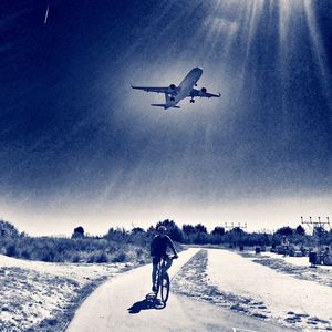 Full length of parachute in the sky