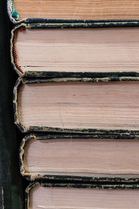 High angle view of open book on table