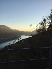 Scenic view of mountains against clear sky