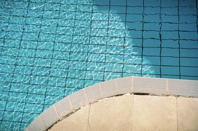 High angle view of swimming pool against wall