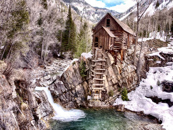 Panoramic view of water flowing through rocks