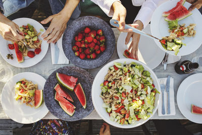 High angle view of food on table