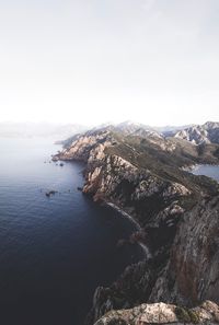 High angle view of sea against clear sky