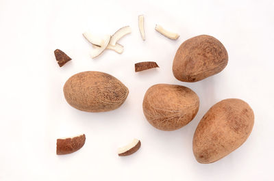 High angle view of food on white background