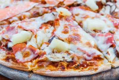 Close-up of pizza on table