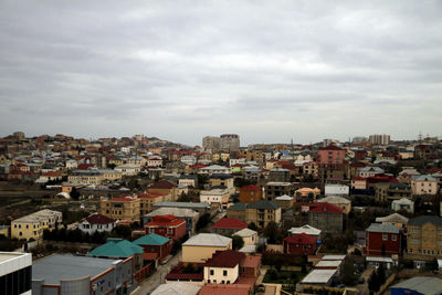 High angle view of cityscape against sky