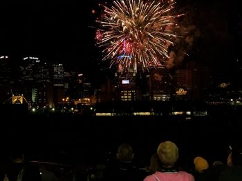 Firework display at night