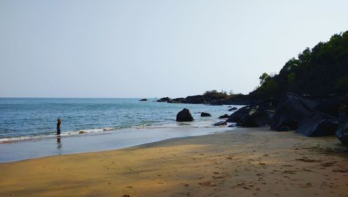 Scenic view of sea against clear sky