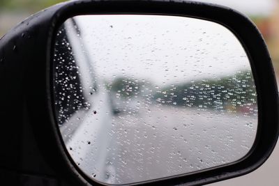 Close-up of wet window during rainy season