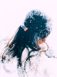 Close-up of a horse in snow