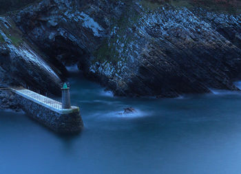 Illuminated water at night