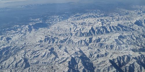 High angle view of snow covered mountain